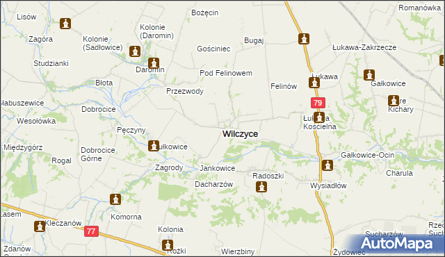 mapa Wilczyce powiat sandomierski, Wilczyce powiat sandomierski na mapie Targeo