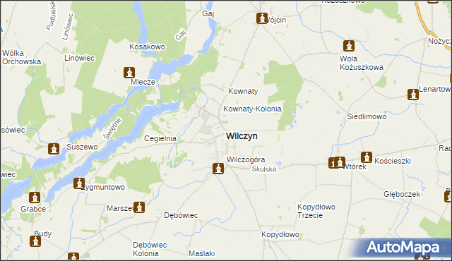 mapa Wilczyn powiat koniński, Wilczyn powiat koniński na mapie Targeo