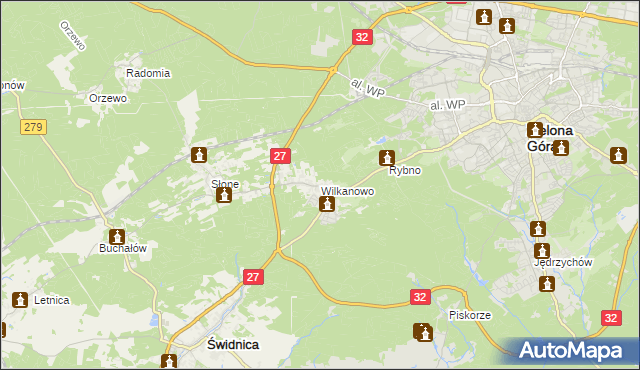 mapa Wilkanowo gmina Świdnica, Wilkanowo gmina Świdnica na mapie Targeo