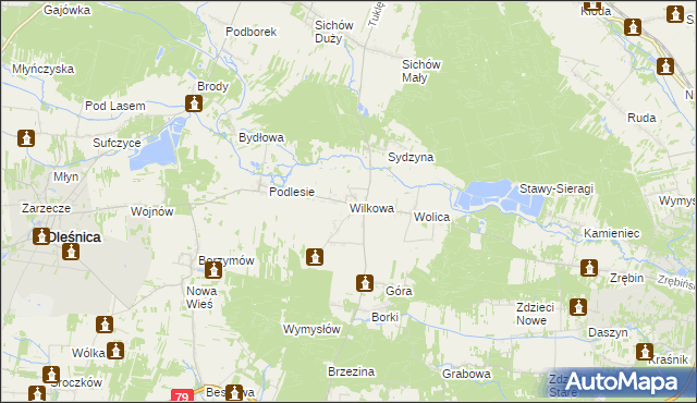 mapa Wilkowa gmina Łubnice, Wilkowa gmina Łubnice na mapie Targeo