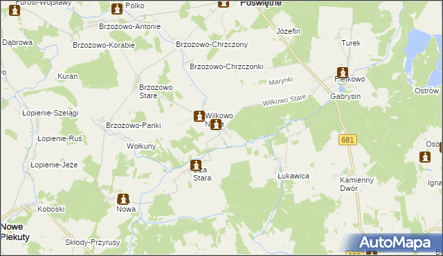 mapa Wilkowo Stare, Wilkowo Stare na mapie Targeo