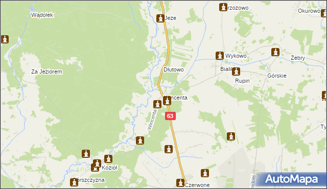 mapa Wincenta, Wincenta na mapie Targeo