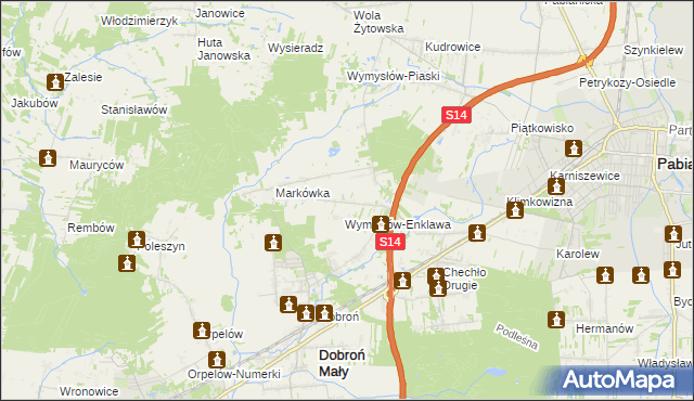 mapa Wincentów gmina Dobroń, Wincentów gmina Dobroń na mapie Targeo