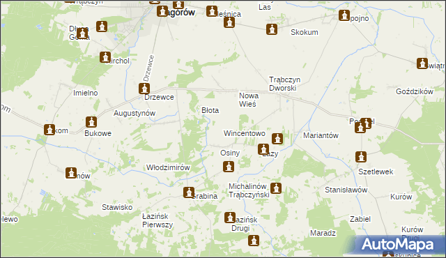 mapa Wincentowo gmina Zagórów, Wincentowo gmina Zagórów na mapie Targeo