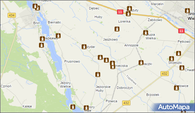 mapa Winna gmina Zaniemyśl, Winna gmina Zaniemyśl na mapie Targeo