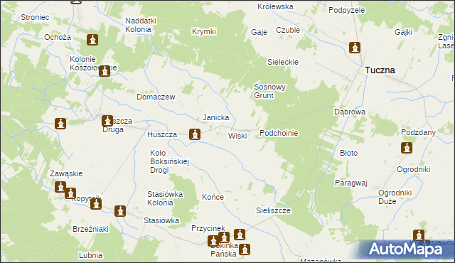mapa Wiski gmina Tuczna, Wiski gmina Tuczna na mapie Targeo