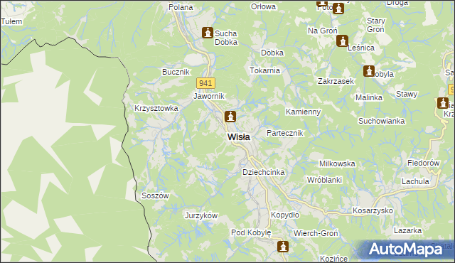 mapa Wisła, Wisła na mapie Targeo
