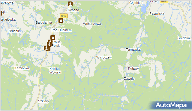 mapa Wisłoczek, Wisłoczek na mapie Targeo