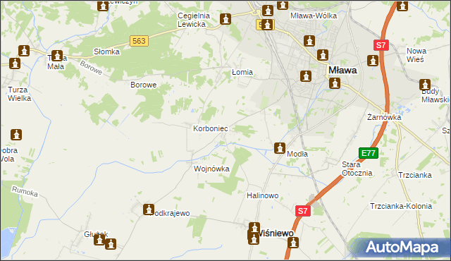 mapa Wiśniewko gmina Wiśniewo, Wiśniewko gmina Wiśniewo na mapie Targeo