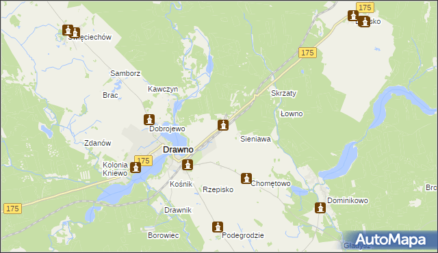 mapa Wiśniewo gmina Drawno, Wiśniewo gmina Drawno na mapie Targeo