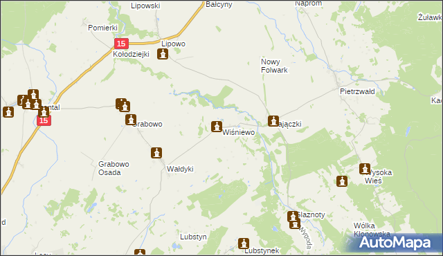 mapa Wiśniewo gmina Lubawa, Wiśniewo gmina Lubawa na mapie Targeo