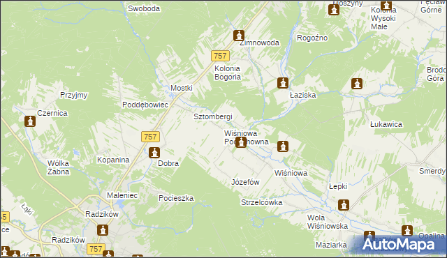 mapa Wiśniowa Poduchowna, Wiśniowa Poduchowna na mapie Targeo