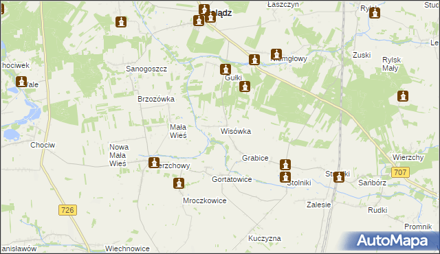 mapa Wisówka, Wisówka na mapie Targeo