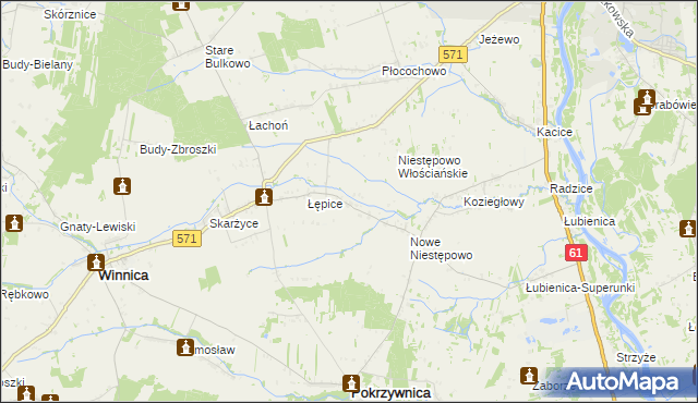 mapa Witki gmina Pokrzywnica, Witki gmina Pokrzywnica na mapie Targeo