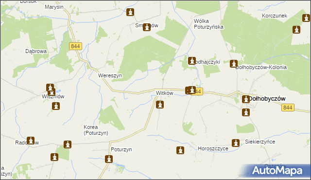 mapa Witków gmina Dołhobyczów, Witków gmina Dołhobyczów na mapie Targeo