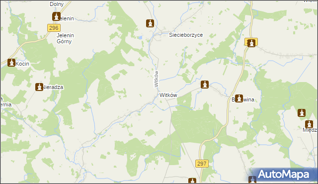 mapa Witków gmina Szprotawa, Witków gmina Szprotawa na mapie Targeo