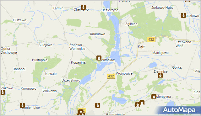 mapa Witosław gmina Osieczna, Witosław gmina Osieczna na mapie Targeo