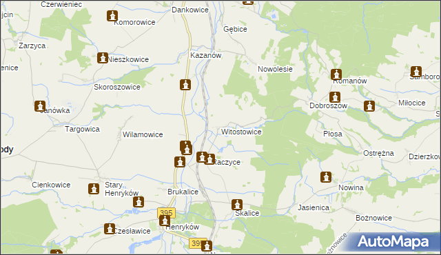 mapa Witostowice, Witostowice na mapie Targeo