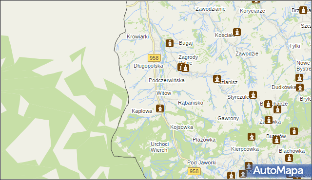 mapa Witów gmina Kościelisko, Witów gmina Kościelisko na mapie Targeo
