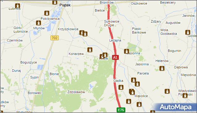 mapa Witów gmina Piątek, Witów gmina Piątek na mapie Targeo