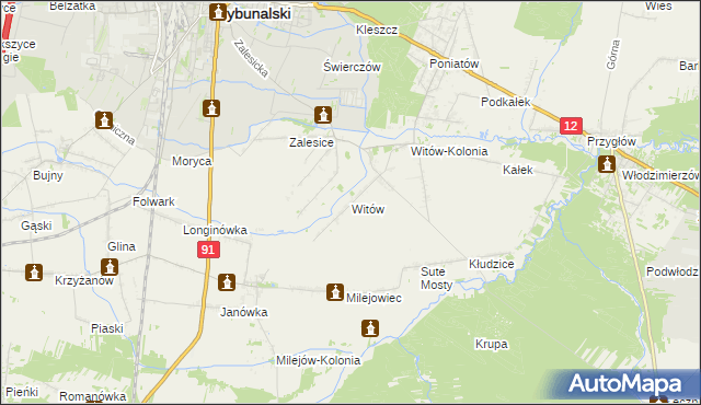 mapa Witów gmina Sulejów, Witów gmina Sulejów na mapie Targeo