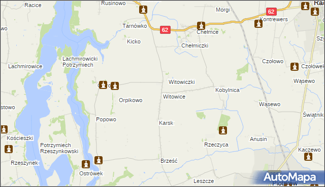 mapa Witowice gmina Kruszwica, Witowice gmina Kruszwica na mapie Targeo