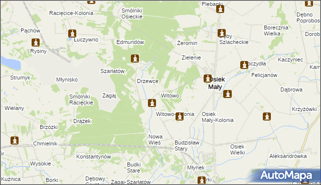 mapa Witowo gmina Osiek Mały, Witowo gmina Osiek Mały na mapie Targeo