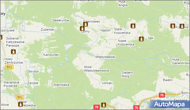 mapa Władysławów gmina Garwolin, Władysławów gmina Garwolin na mapie Targeo