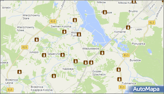 mapa Władysławów gmina Siemień, Władysławów gmina Siemień na mapie Targeo