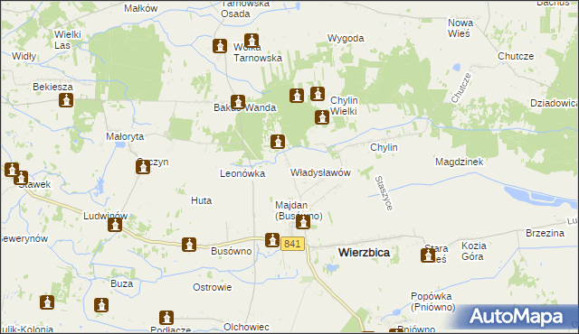 mapa Władysławów gmina Wierzbica, Władysławów gmina Wierzbica na mapie Targeo