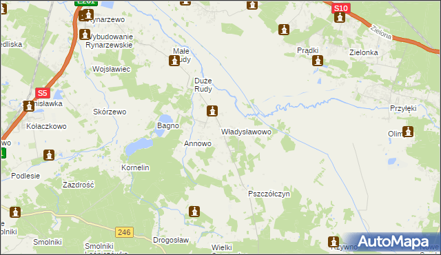 mapa Władysławowo gmina Łabiszyn, Władysławowo gmina Łabiszyn na mapie Targeo