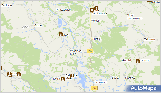 mapa Włodzice Wielkie, Włodzice Wielkie na mapie Targeo