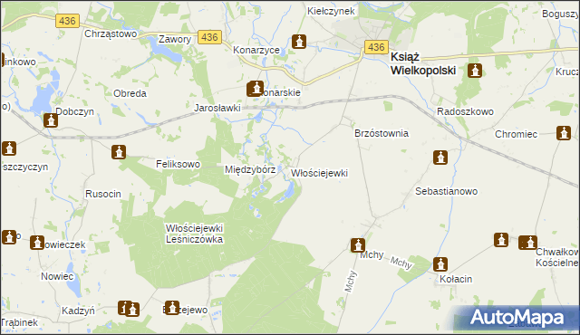 mapa Włościejewki, Włościejewki na mapie Targeo