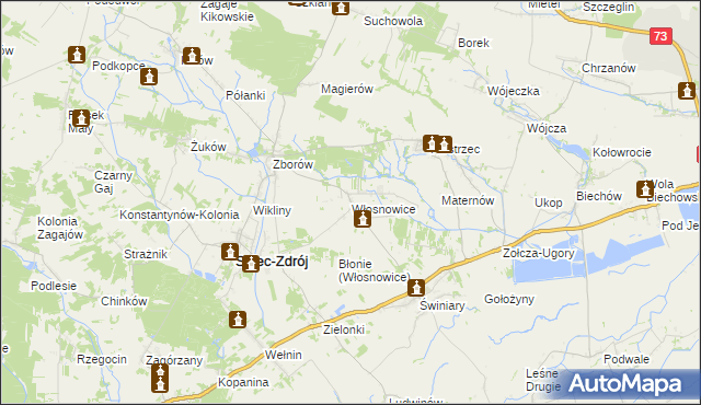 mapa Włosnowice, Włosnowice na mapie Targeo