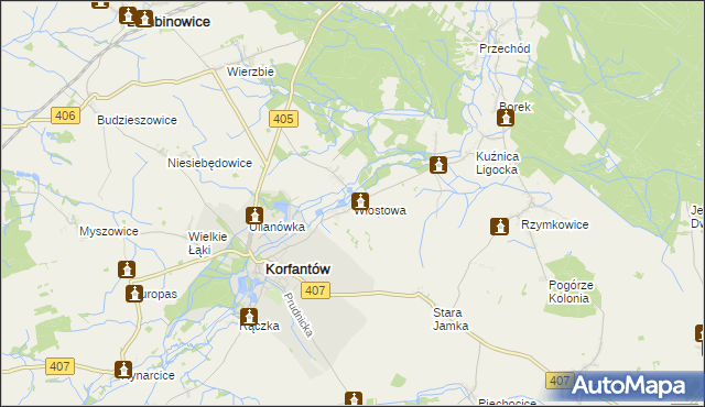 mapa Włostowa, Włostowa na mapie Targeo