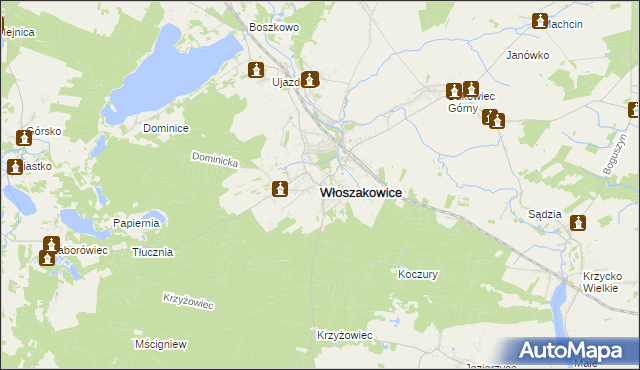 mapa Włoszakowice, Włoszakowice na mapie Targeo