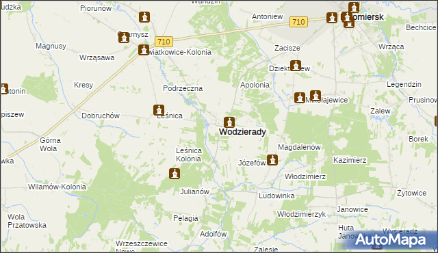 mapa Wodzierady, Wodzierady na mapie Targeo