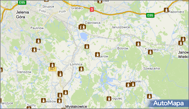 mapa Wojanów, Wojanów na mapie Targeo