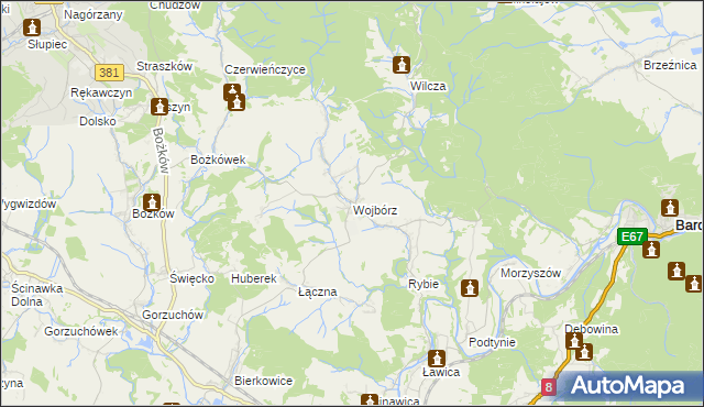 mapa Wojbórz, Wojbórz na mapie Targeo