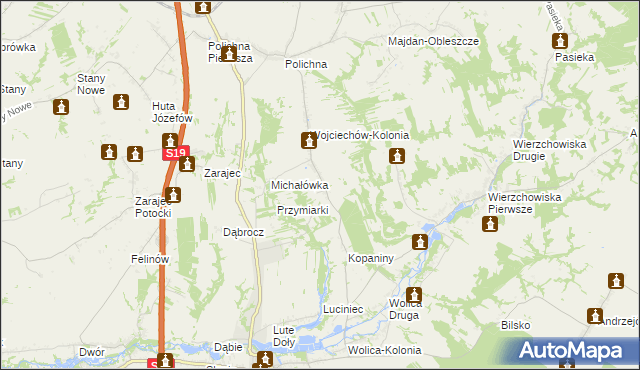 mapa Wojciechów gmina Szastarka, Wojciechów gmina Szastarka na mapie Targeo