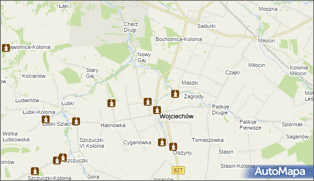 mapa Wojciechów-Kolonia Piąta, Wojciechów-Kolonia Piąta na mapie Targeo