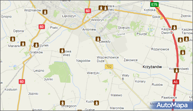 mapa Wojciechowice Duże, Wojciechowice Duże na mapie Targeo