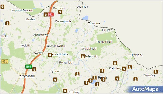 mapa Wojciuliszki, Wojciuliszki na mapie Targeo