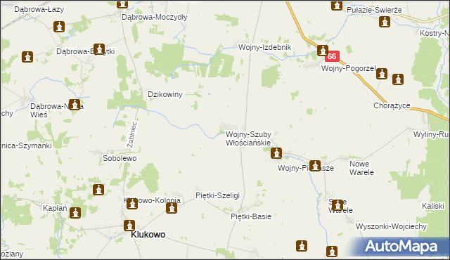 mapa Wojny-Szuby Włościańskie, Wojny-Szuby Włościańskie na mapie Targeo