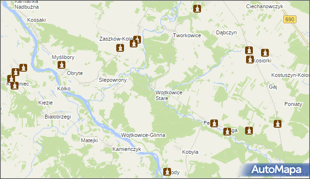 mapa Wojtkowice Stare, Wojtkowice Stare na mapie Targeo