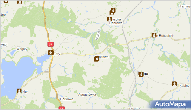 mapa Wójtowo gmina Kolno, Wójtowo gmina Kolno na mapie Targeo