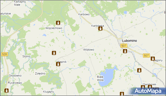 mapa Wójtowo gmina Lubomino, Wójtowo gmina Lubomino na mapie Targeo