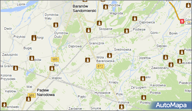 mapa Wola Baranowska, Wola Baranowska na mapie Targeo