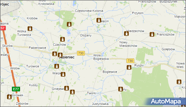 mapa Wola Boglewska, Wola Boglewska na mapie Targeo