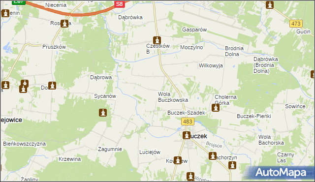 mapa Wola Buczkowska, Wola Buczkowska na mapie Targeo